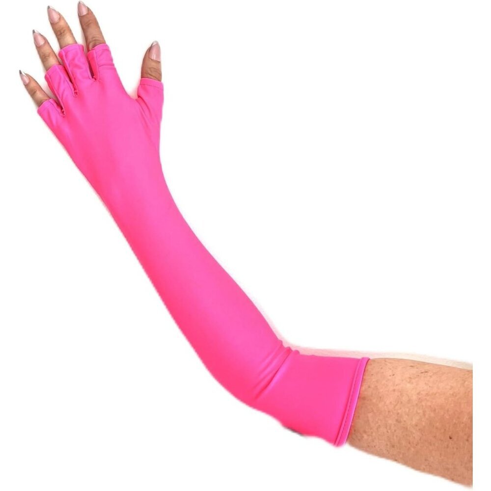 Women's Light Protective Fingerless Hot Pink Long Gloves Round Wear Cozy Design